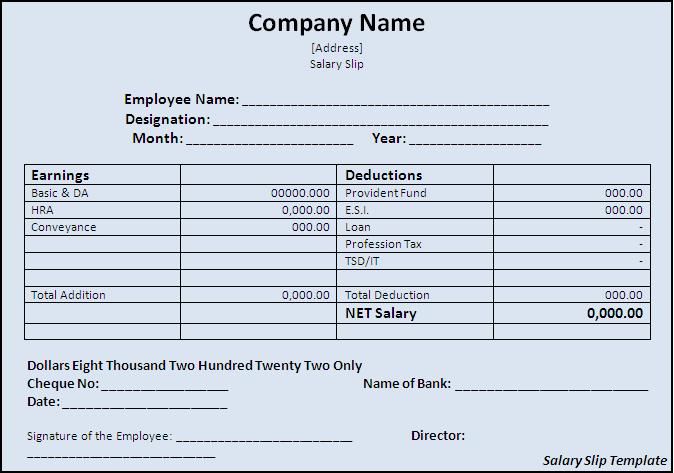 Salary Slip Format In Excel With Formula Intensiveartist